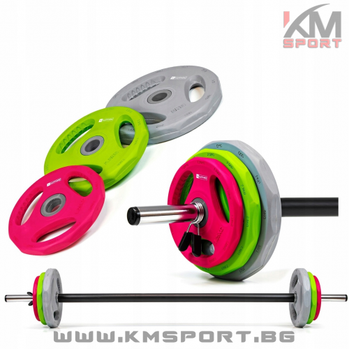 Комплект за body pump - лост с метални тежести с гумено покритие COLOUR SG200 Комплект за body pump - лост с метални тежести с гумено покритие COLOUR SG200